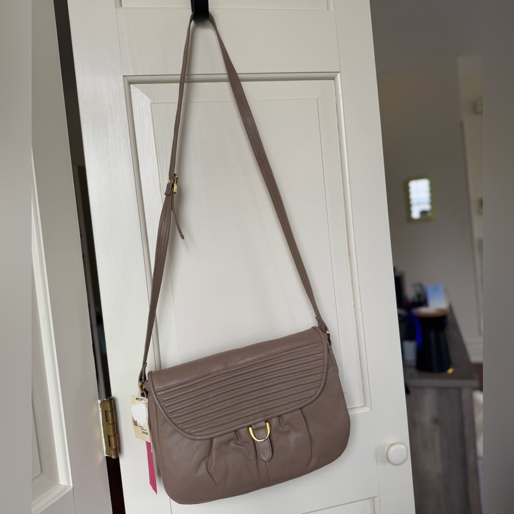 Connie Taupe Crossbody Bag with Gold Hardware